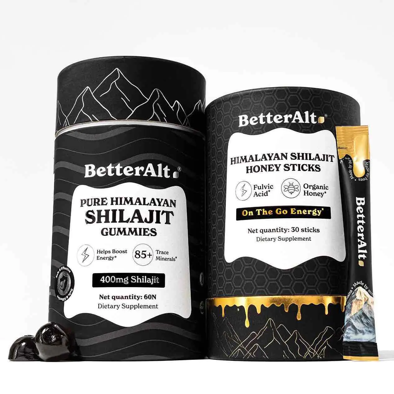 BetterAlt Ultimate Power Up Duo | Shilajit GOLD+ Honey Sticks + Shilajit Gummies | 3rd-party Lab Tested | Metabolism & Energy | Himalayan Supplement BetterAlt Ultimate Power Up Duo | Shilajit GOLD+ Honey Sticks + Shilajit Gummies | 3rd-party Lab Tested | Metabolism & Energy | Himalayan Supplement