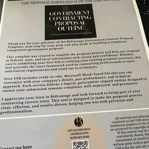 Government Contract Proposal Template Toolkit USB with Physical Guidebook – Complete Bid Writing System, Winning Proposal Outline, Templates & Digital Files for Government Contractors