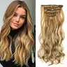 7 Piece Clip-In Hair Extensions, Quick Hair Extension, Light Blonde Highlight, Big Wave Long Curl, 24 Inch, Voluminous Synthetic Fiber, Daily Styling, Clip On Hairpieces, Hairstyle Extension