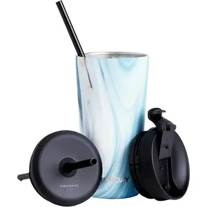 Stay Hydrated All Day! 20oz Insulated Stainless Steel Tumbler with Straw & Lid - Black - Keeps Drinks Hot or Cold for 24 Hours