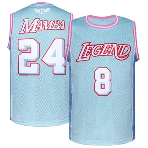 Men'S Legend #8-24 Vintage Basketball Jersey Embroidered Name & Number Retro Classic Player Jersey S-3XL Blue/Pink
