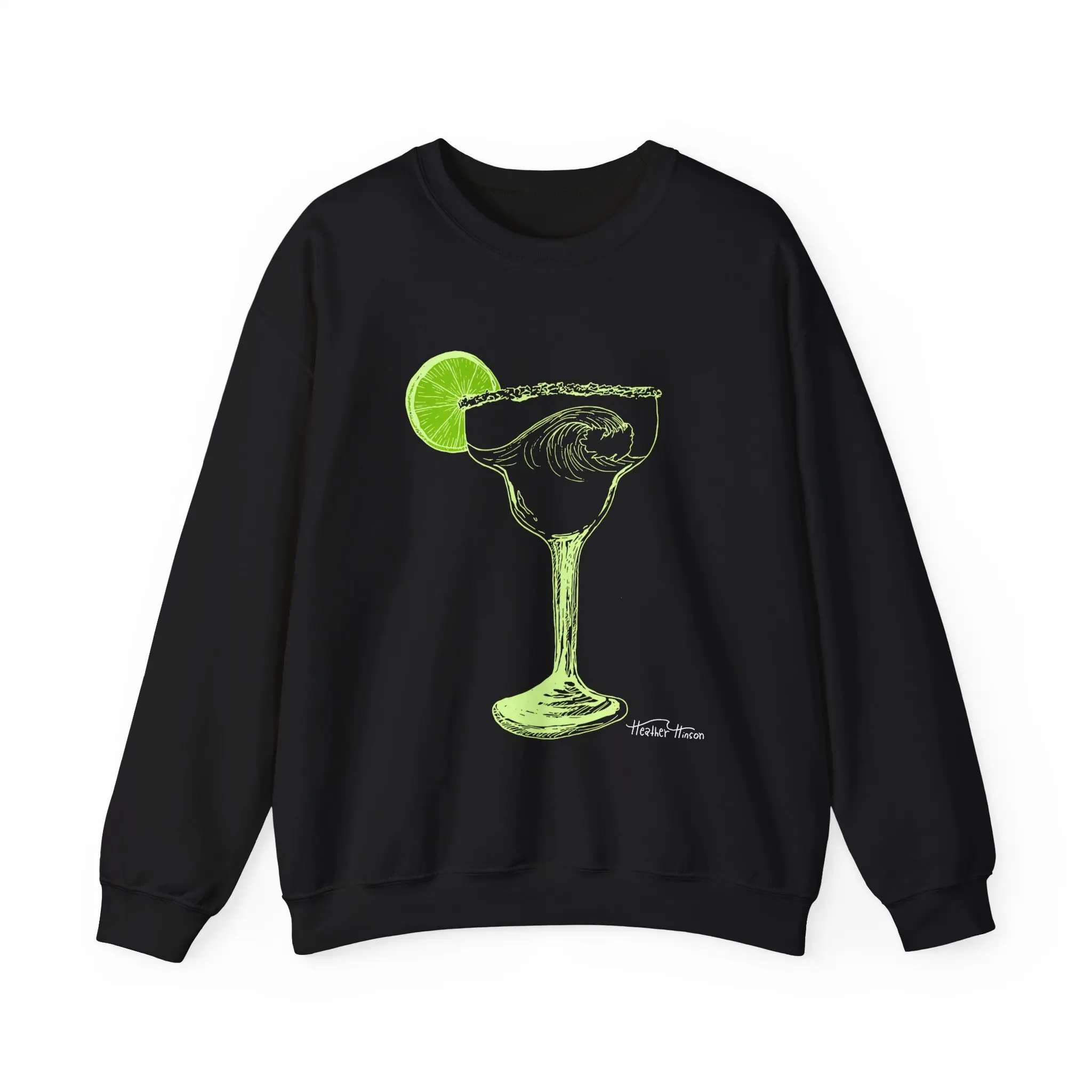 Beach Wave Margarita Sweatshirt, Vacation Lime Cocktail Ocean, Hand Drawn Design, Unisex Crewneck, Gift for Beach Lovers, Summer Vibes