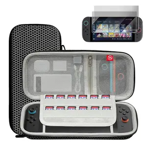 Accessories for Nintendo Switch 2 2025, Portable Hard Shell Slim Case with 11.61 Inch Large Capacity Premium EVA Portable Bag with 2 Screen Protector, Hard Protective Case Holds 24 Game Cartridge Handheld Gamepad Handheld Controller joystick thumbstick