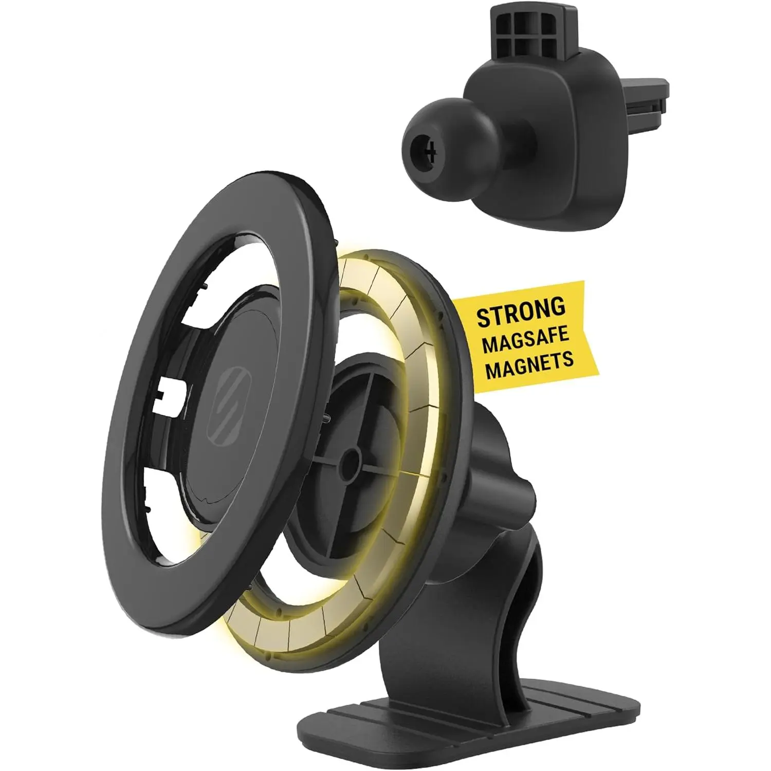 MagicMount Select MagSafe Magnetic Car Mount - 360° Rotatable, Automotive-Grade Adhesive, Dashboard Mount, Secure Vent Clip, MagicRing Adapter Compatible for iPhone 17/16/15/14 Pro Max & Android Smartphones, smsdv-sp