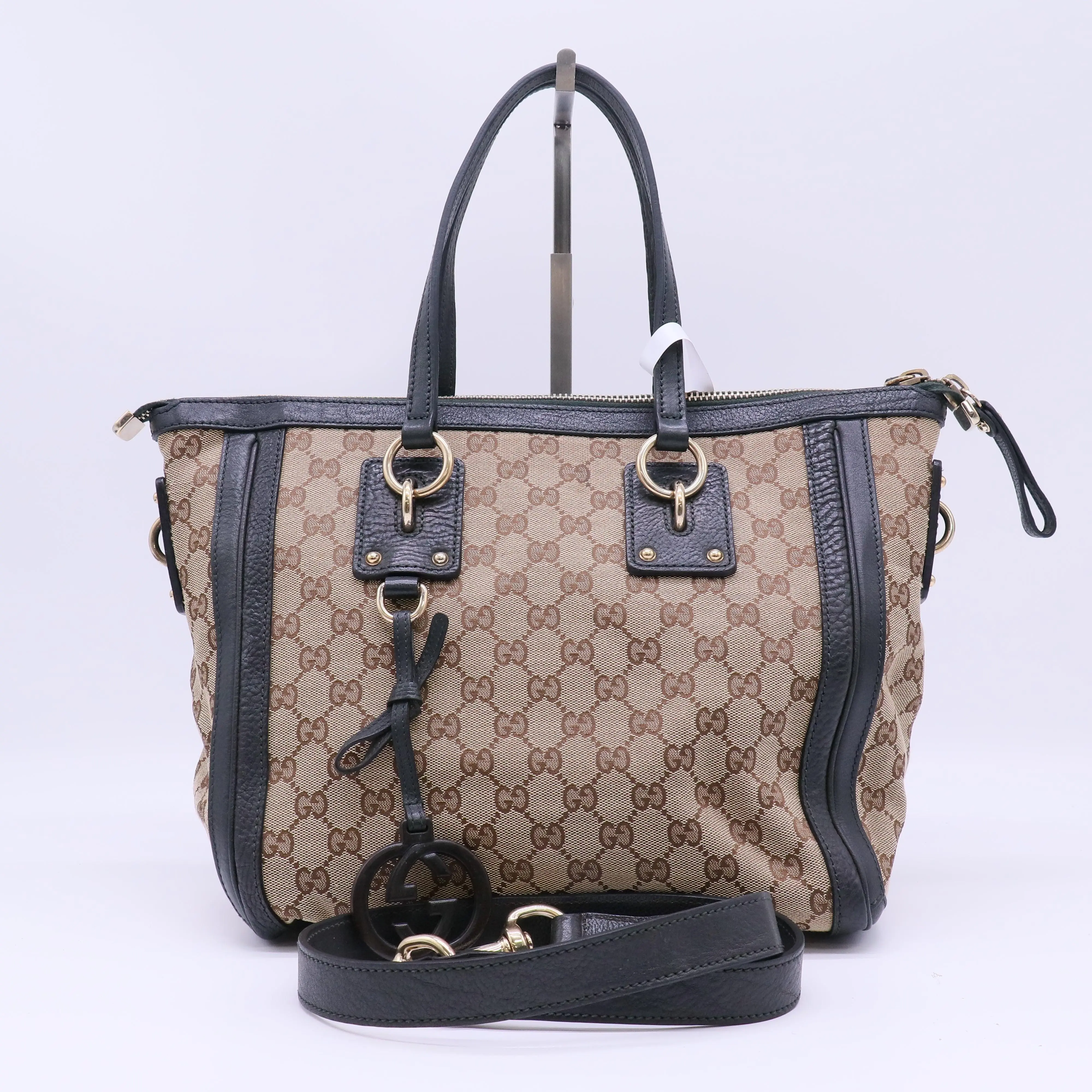 Pre-owned GUCCI Canvas Tote Bags Medium GG Charm Satchel B22815