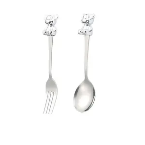 Creative 304 Stainless Steel Bear Fork Spoon Set, Cute Cutlery, Gift Boxed Dining Utensils, Fun Mealtime Accessories
