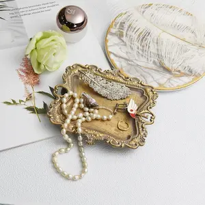 European Vintage Large Jewelry Tray, Ring Holder, Jewelry Organizer, Makeup Table Desk Tray, Antique Style Decorative Accessory Storage