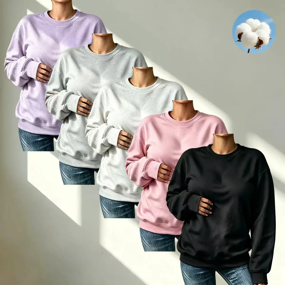 JOGWAVE Women’s crewneck sweatshirt TikTok Shop Back to School long sleeves solid color cotton soft and breathable classic versatile machine washable comfortable for multiple occasions hoodies for women college clothes fashionable top streetwear women’s w