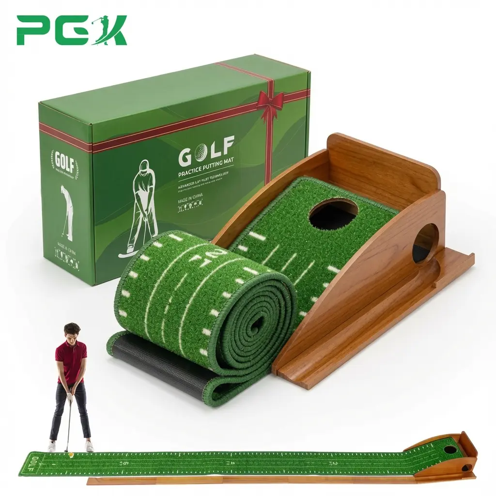 Golf Putting Mat with Automatic Ball Return, Indoor Mini Putting Green for Home Office, Portable Golf Practice Trainer with Alignment Guide, Golf Training Equipment Gift for Men Beginners