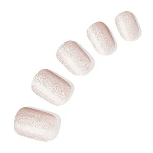 DASHING DIVA Happily Ever After Instant Press-Ons | Medium Square - White with Shimmery Velvet Effects
