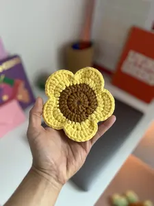 Crochet Daisy Coaster Handmade Flower Coaster Decor
