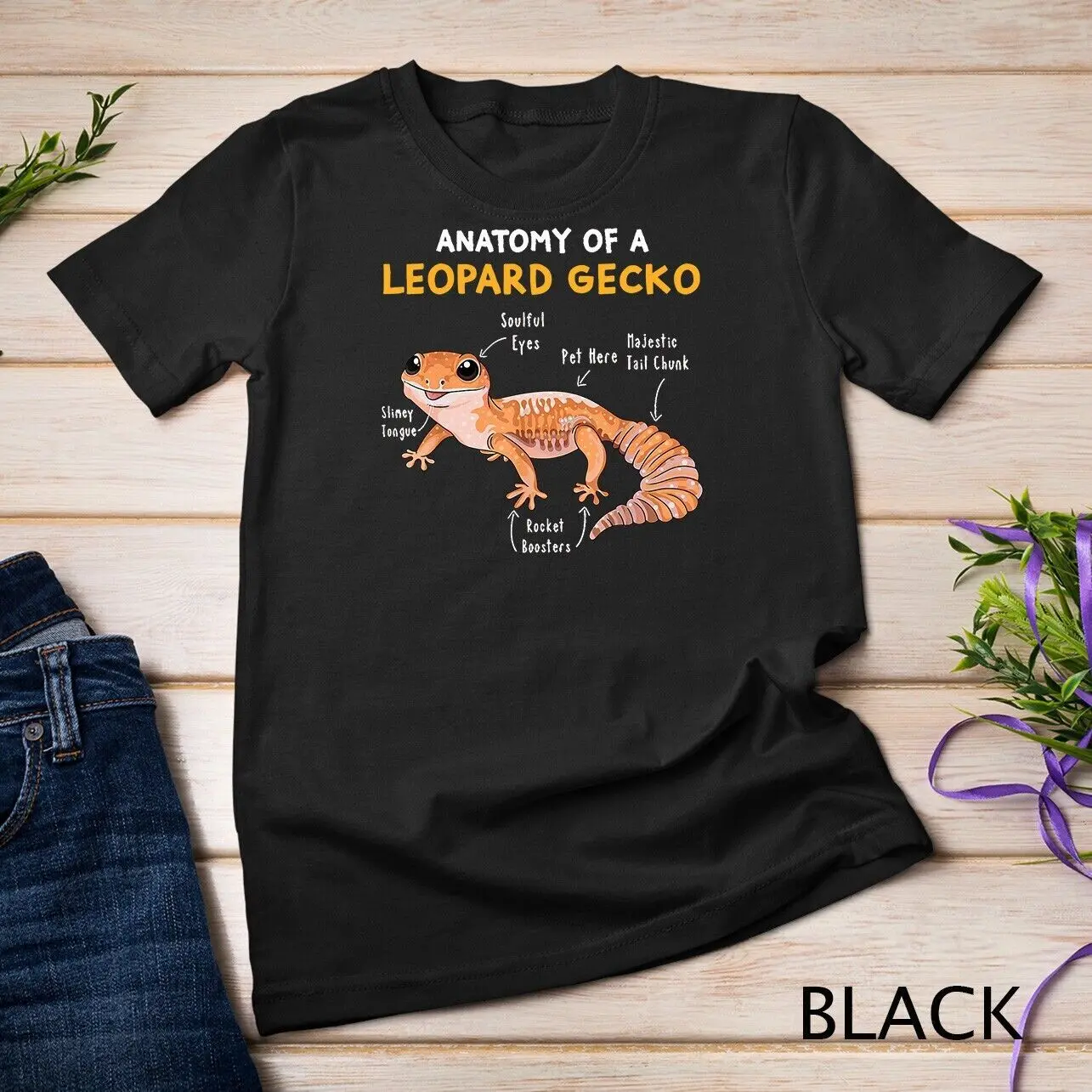 Anatomy Of A Leopard Gecko Funny Gecko Mom Reptile Dad T-Shirt Unisex T-shirt