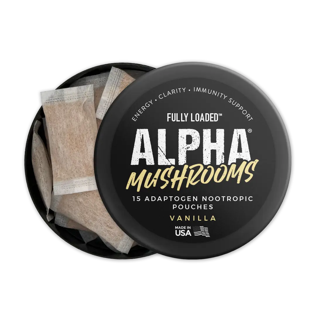 ALPHA MUSHROOM Vanilla Pouches by Fully Loaded - Focus, Mind, Body, Immunity Support - Lion's Mane, Cordyceps, Chaga, Sugar Free health fitness Powder