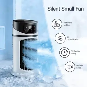 Portable air conditioner fan with cooling and humidifying functions, portable desktop fan, Quiet Desk Fan, quick cooling, 6-speed wind adjustment, can add water and ice, suitable for kitchen, home, outdoor, office, bedroom, the best festival gift.
