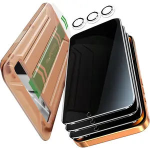 3 Pack for iPhone 17 Pro Max Privacy Screen Protector Tempered Glass + 1 Set Camera Lens Protector, 25 ° Anti Spy, [Top 9H+ Military Grade Shatterproof] [Bubble Free, Auto-Dust Removal]