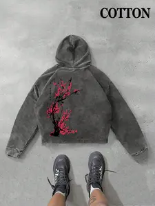 Unisex Men's Jesus Print Hoodie, Casual Loose Graphic Hooded Sweatshirt for Spring & Fall, Fashion Men's Top for Daily Wear, Pullover