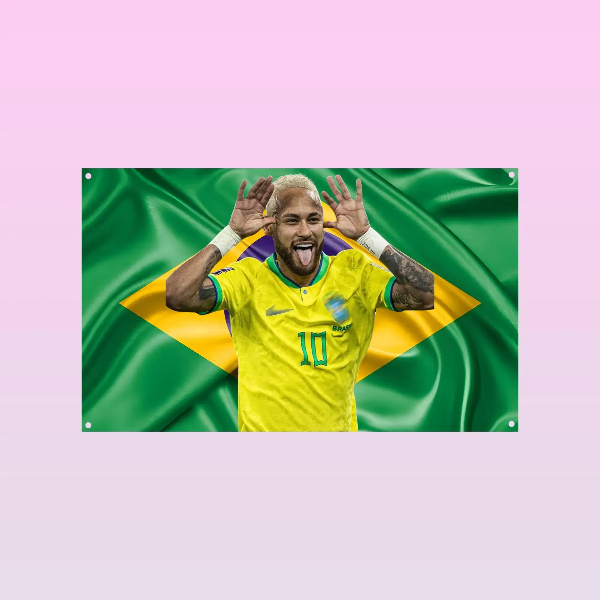 Neymar Flag Tapestry Brazil Soccer Wall Banner, Football Superstar Bedroom Decor, Aesthetic Sports Room Hanging