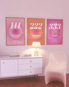 Angel Number Set 111,222,333, Aura Posters, Angel Number Poster, Gradient Aura Angel, Trendy Dorm Wall Art