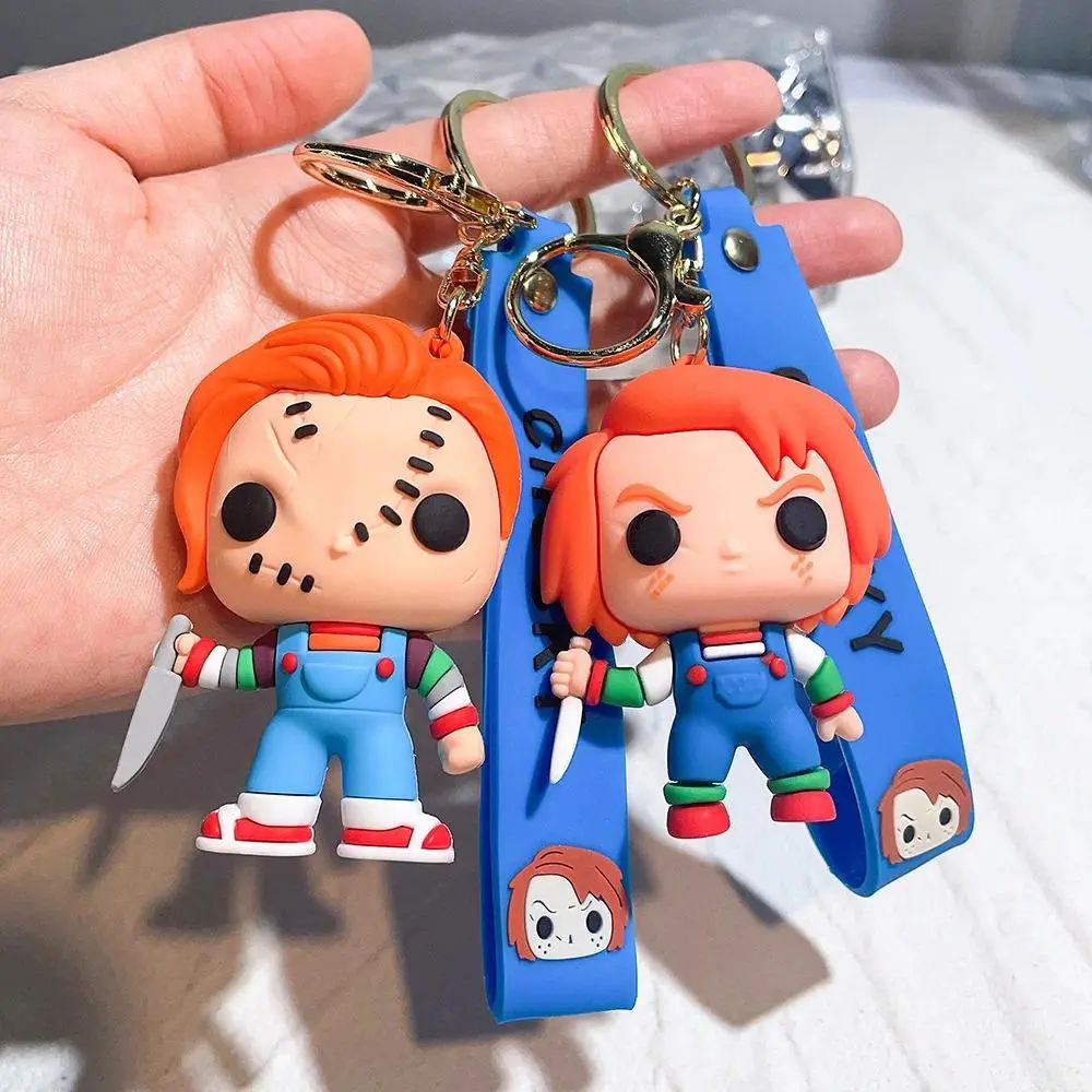 Horror Movie Chucky Doll Cartoon Pendant Keychain, Punk Jewelry for Bag/Car, Wholesale Novelty Toy Gifts