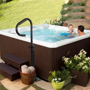 Garvee Heavy Duty Hot Tub Handrail – 600 lbs Capacity, Adjustable Height 56"–57", 360° Rotating Safety Spa Rail, Slide-Under Base, Non-Slip Grip, 304 Stainless Steel, Pool & Spa Accessory for Indoor & Outdoor Use