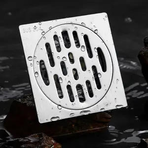 10x10cm Square Floor Drain, Simple Bathroom Kitchen Drain, Straight Flush Balcony Drain, Straight Flush Washing Machine Drain, Thick High-Quality Durable