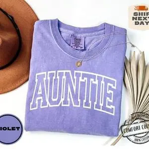 Comfort Colors Retro Auntie Shirt, Aunt Shirt, Auntie Shirt, New Aunt Gift, Pregnancy Announcement, Gift for Auntie, Pregnancy, Cotton Top Womenswear