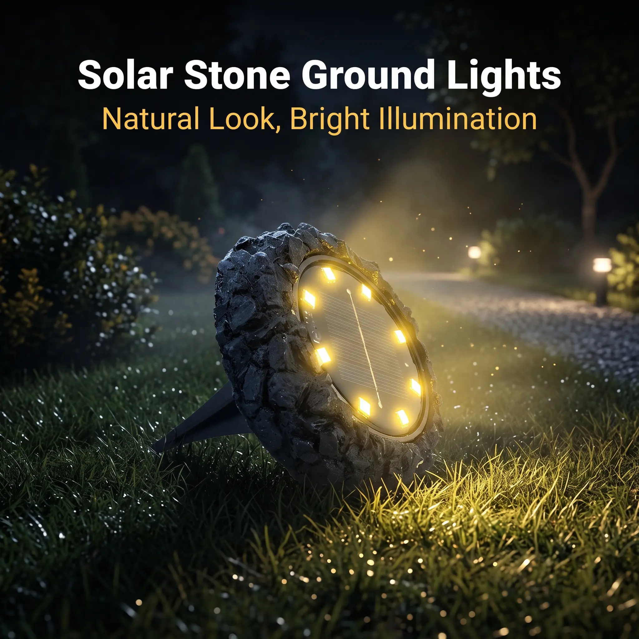 Waterproof LED Solar Ground Plug-in Lights with Light Sensor, Auto-Dusk Illumination, Rechargeable Outdoor Home Improvement Landscape Lighting for Lawn, yd