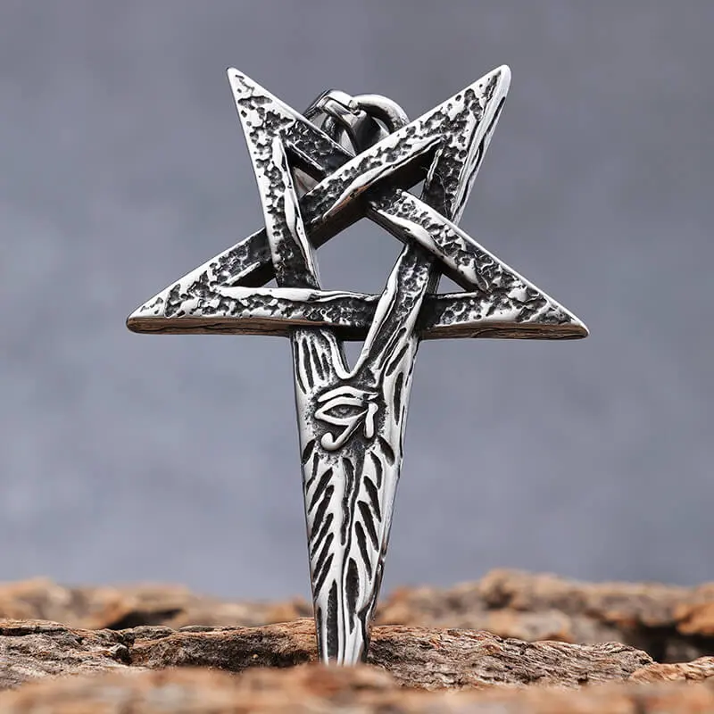 GTHIC Vintage Eye Of Ra Pentagram Stainless Steel PendantUnisex for Men Women Fashion Accessories Daily Wear