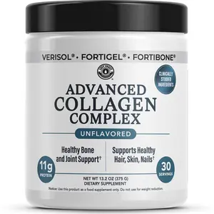 Advanced Collagen Complex Powder with VERISOL FORTIBONE FORTIGEL, Grass-Fed Hydrolyzed Collagen Peptides for Hair Skin Bone & Joint Support, 30 Servings