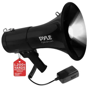 Portable PA Megaphone Speaker 50W Rechargeable LED Lights Siren Alarm