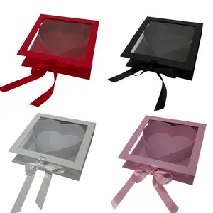Square Box with Clear Window and Heart Insert, Various Colors | W183