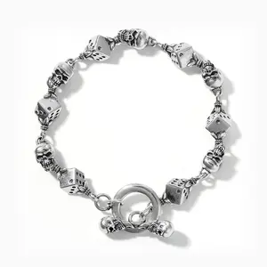 Jeulia "Dice Game" Skull Sterling Silver Bracelet  johnnydang bracelet lacoste  silver bracelet