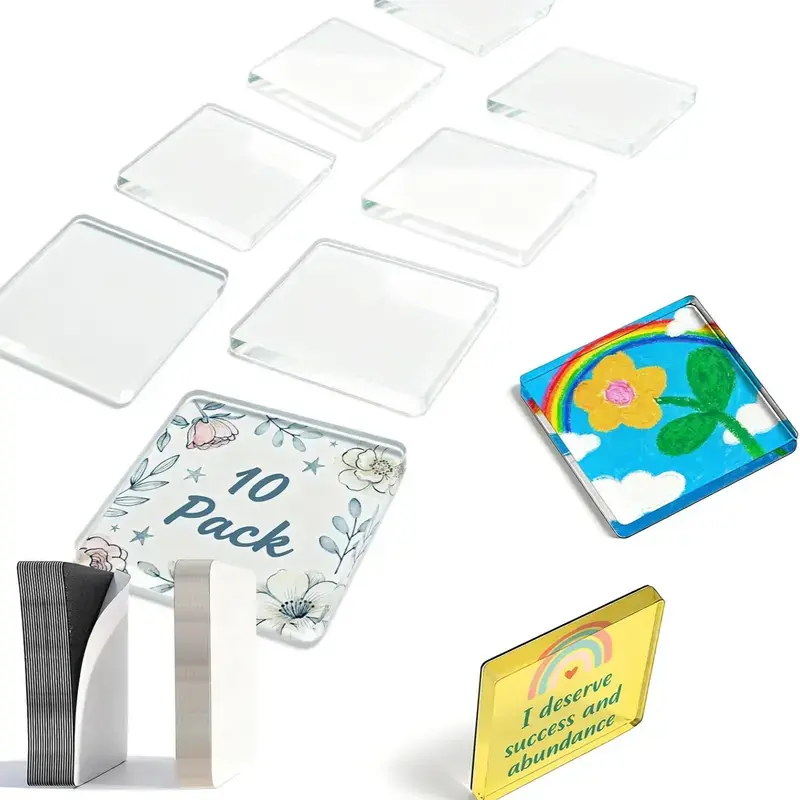 Magnetic Photo Frames 2"x2" Clear Acrylic DIY Fridge Magnets with Adhesive Backing – Square Magnets for Crafts, Kitchen, Classroom, Office, & Dorm