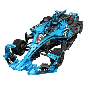 CaDA Electric Formula Race Car Building Brick Kit with Realistic Features and Vibrant Blue Design for Speed Enthusiasts