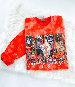Vintage Spooky Season Halloween Bleached Graphic Sweatshirt or Hoodie Unisex  Womenswear Crewneck Casual Tshirt Top