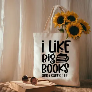 I Like Big Books And I Cannot Lie Tote Bag Funny Canvas Library Bag