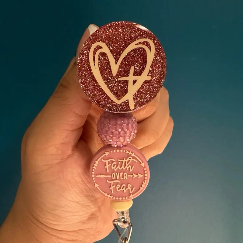 Candidly Badge Reel - Silicone beads as pictured - Faith Over Fear