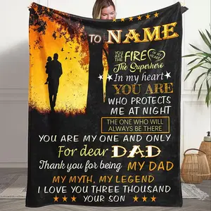 Soft Funny Throw Blanket 1pc a Personalized Superhero Blanket for Dad, Perfect As a Christmas Gift. This Custom Name Blanket Is Ideal for Autumn And Winter, Serving As a Cozy Throw for The Living Room, Sofa, Office