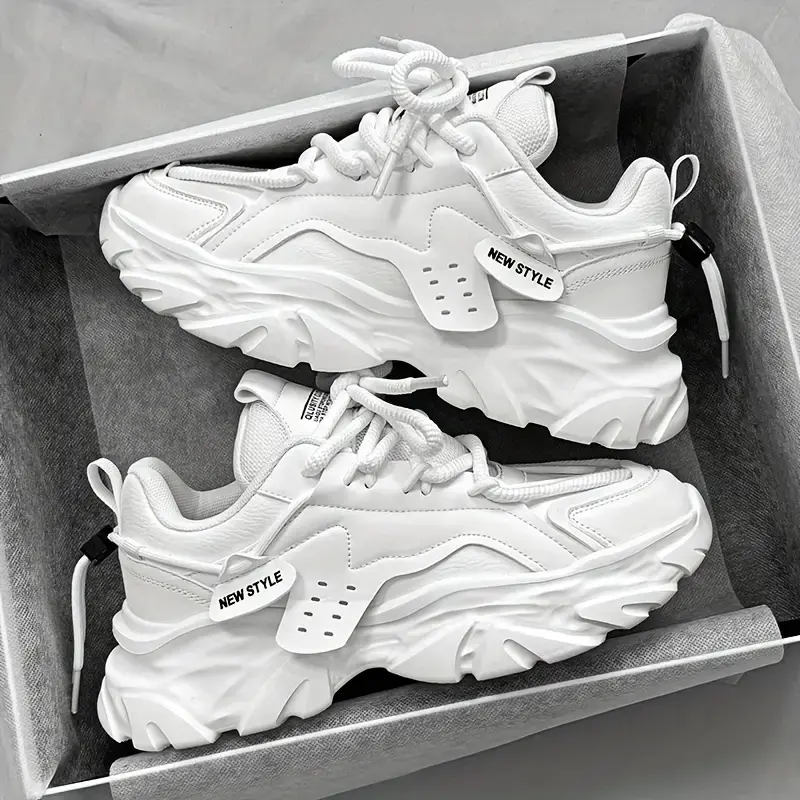 Men's Vintage Lace-Up Chunky Sneakers – Comfortable Non-Slip Shoes for Outdoor Activities Closed Training Runner Trainer