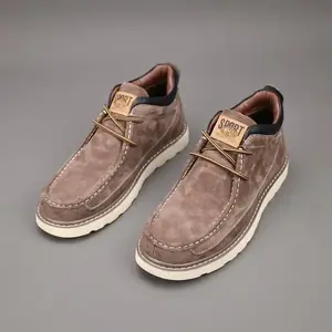 A Pair of Men's Casual Derby Shoes and Oxford Boots-Solid Color All Season Ankle Boots with Split Cowhide Imitation Leather Upper, Synthetic Lining, Rubber Sole and Microfiber Insole-round Toe Lace-up Minimalist Style Shoes, suitable for Daily Wear and P