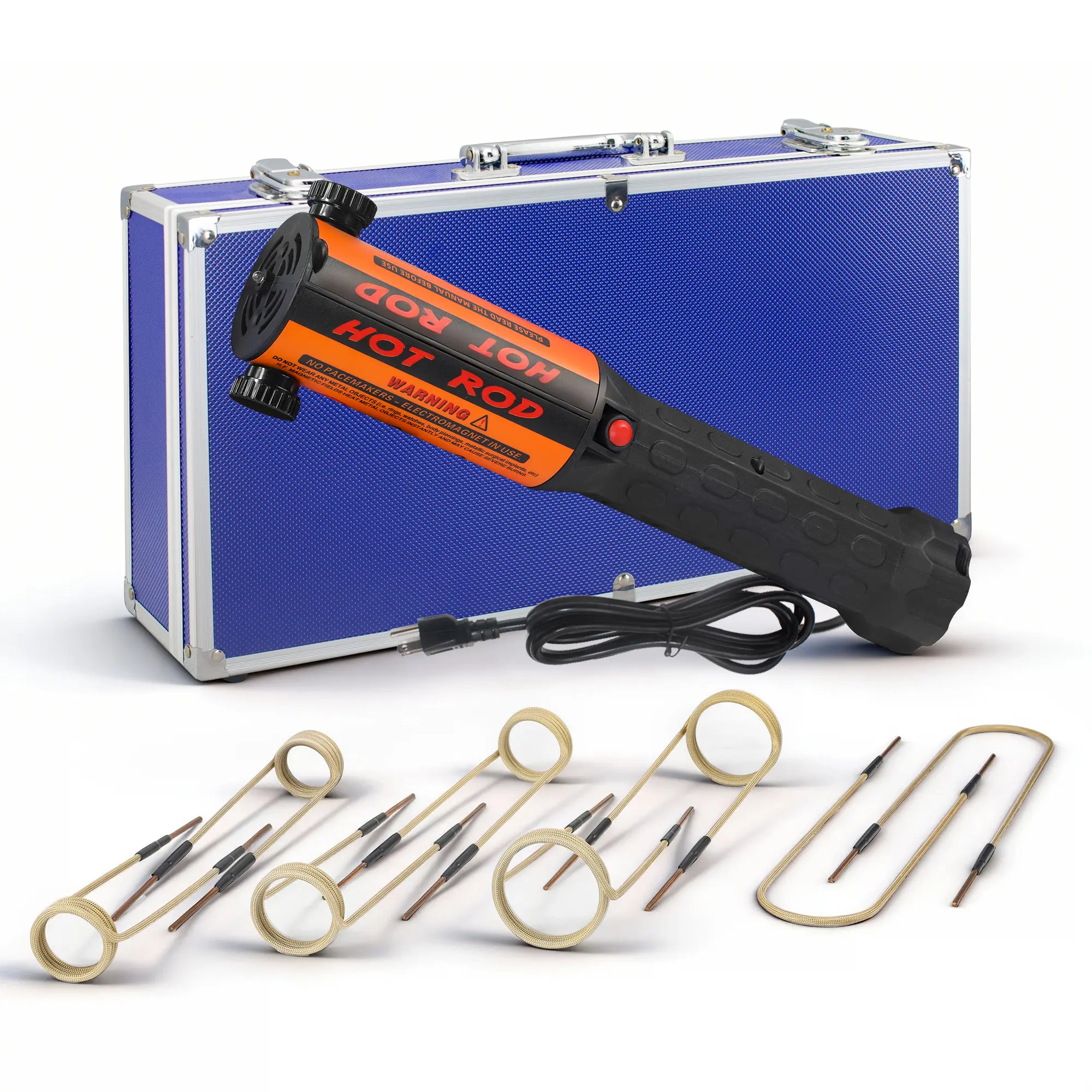 SOLARY H7 1200W 110V Induction Heater Kit with 8, 10 or 12 Coils, Cooling Fan and Blue Aluminum Case for Rusted Bolts