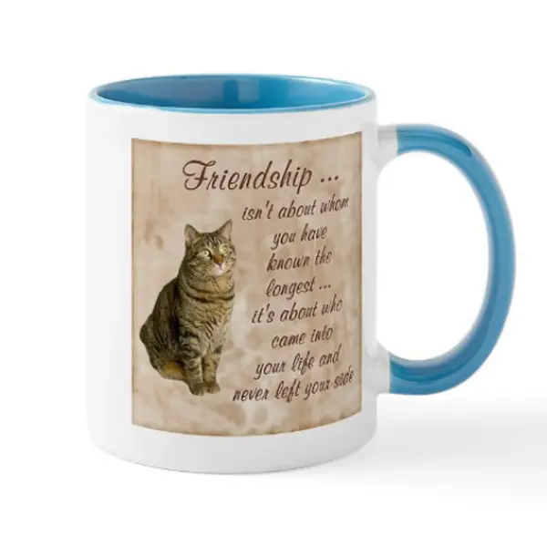 CafePress - Friendship Cat Mug - 11 oz Ceramic Mug - Novelty Coffee Tea Cup