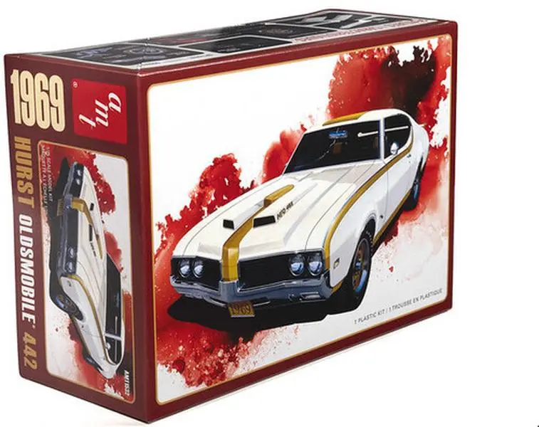 New Round 2 AMT 1969 Hurst Oldsmobile Cutlass, 1/25 Scale Model Kit - Collectible Model Kit for Hobbyists