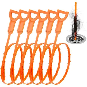 Drain Clog Remover, 25-Inch Drain Hair , Drain Hair Remover Plumbing Snake, Drain Cleaner Hair Clog Remover, Shower Drain Hair Catcher, Easy & Quik to Use   Drains - 6 Pack