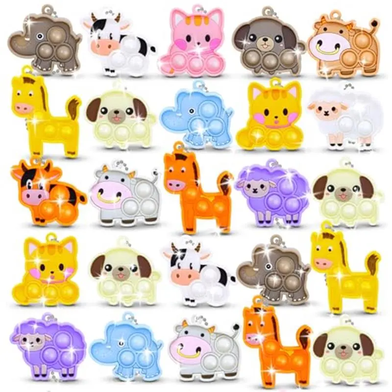 30pcs Party Favors for Kids Easter Basket Stuffers Easter Egg Fillers Sensory Fidgets Toys Mini Pop it Keychain Stocking Stuffers Kid Birthday Gift Treasure Box Toy Classroom Prizes Box Pinata Fillers