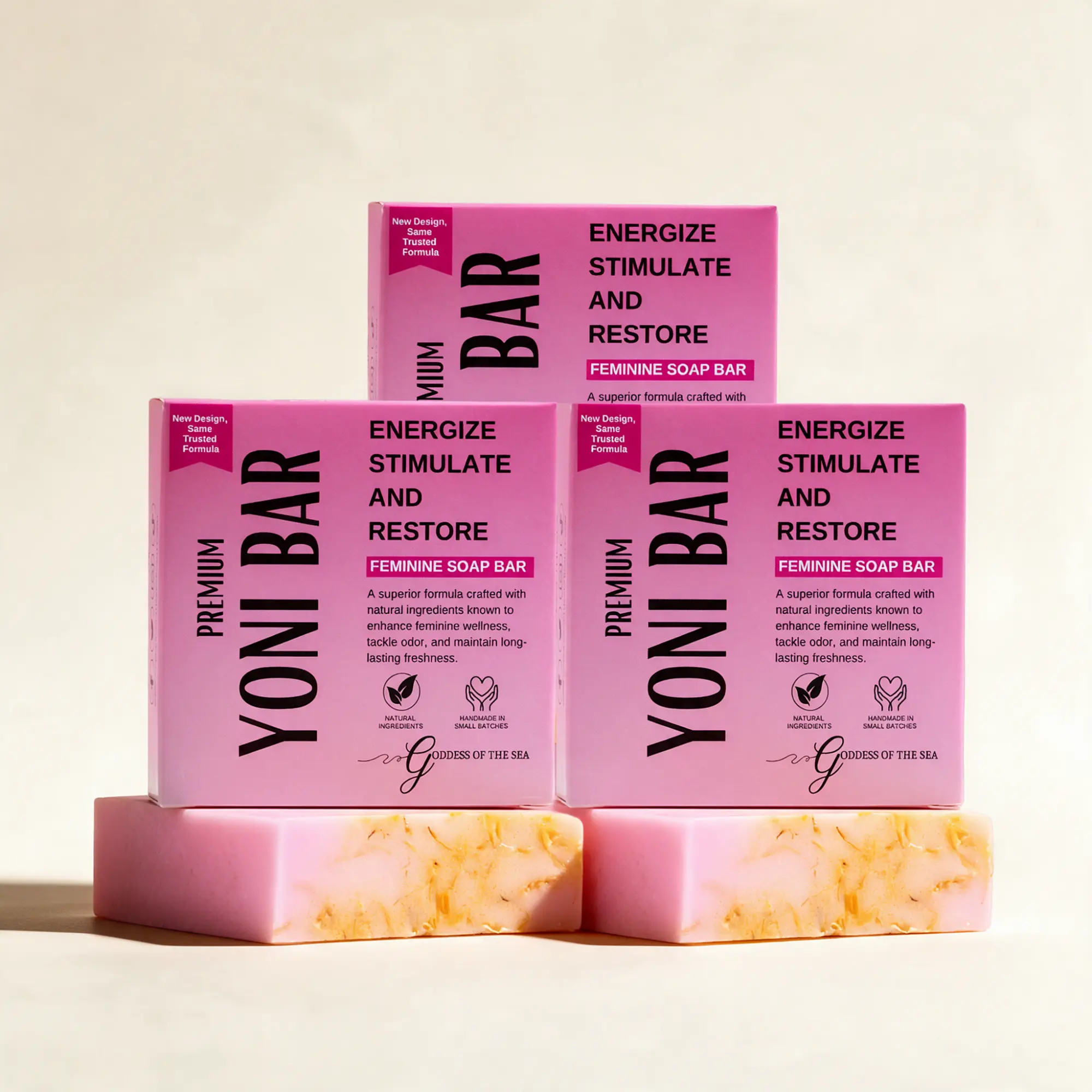 3 Bar Bundle - Premium Yoni Bar – Natural Feminine Care Soap for pH Balance, Odor Control & Hydration | Organic Herbal Ingredients | Gentle Yet Effective for Daily Intimate Hygiene | Handmade & Vegan