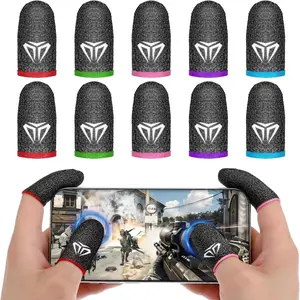 10 count Mobile Phone Gaming Finger Sleeves, Breathable Smooth Feel Gamer Compression Support Thumb Cover Anti- Mobile Gaming Stabilizer fit  Touchscreen Phone Tablet Devices