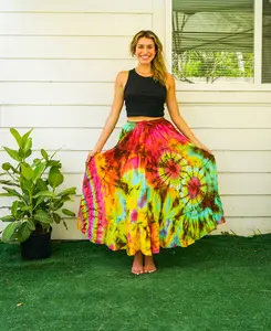 Tie Dye Tiered Hippie Maxi Boho Skirt
