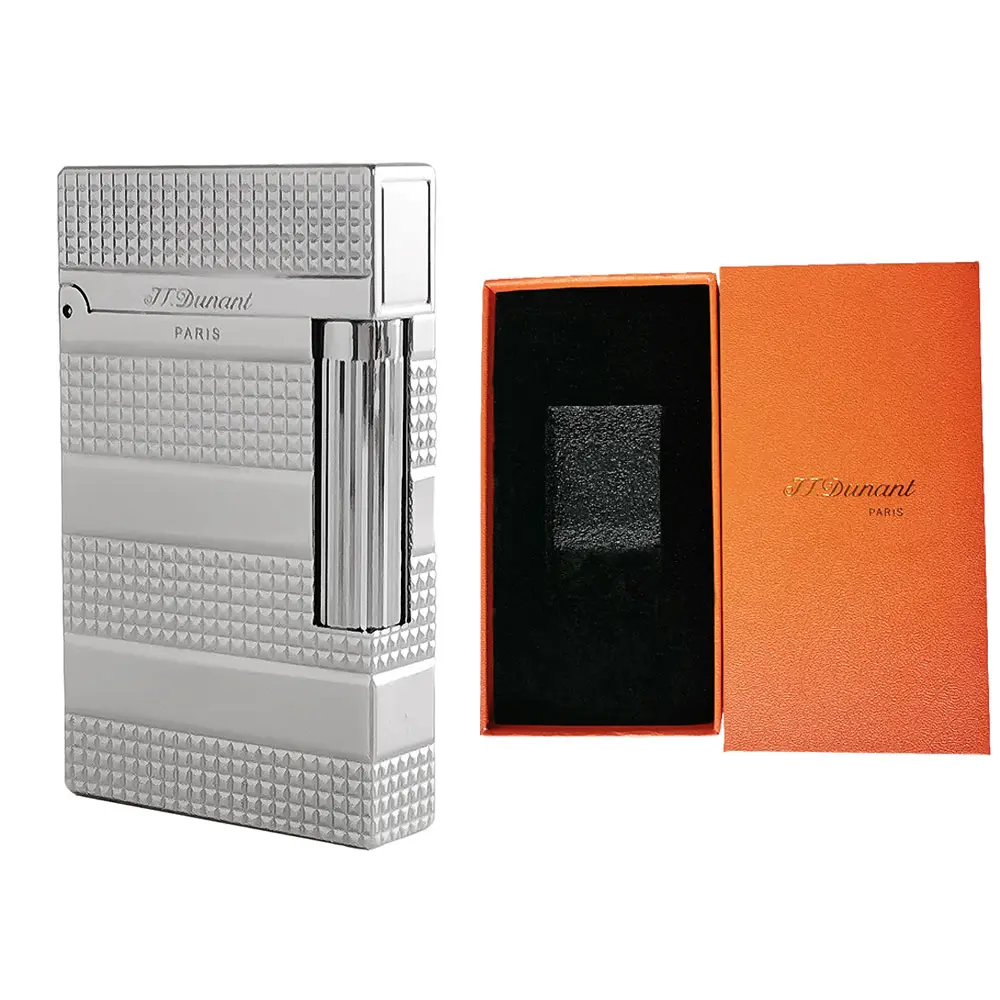 Dunant White Sliver Diamond Head Metallic Gas Lighter (NO FUEL) Metal Brass for profect gift