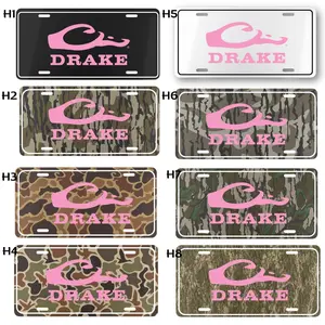 Drake Waterfowl Pink Logo Camo License Plate,  12x6 Aluminum Front Tag for Trucks & Cars Duck Hunting Outdoor Style
